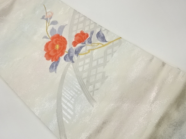 JAPANESE KIMONO / CAMELLIA / KOETSUGAKI PATTERN WEAVING NAGOYA OBI